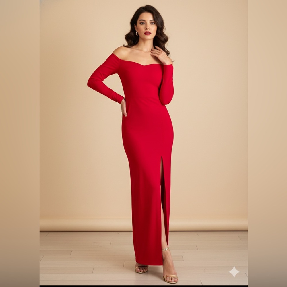 Lulu's Vibrant Red Long Sleeve Dress